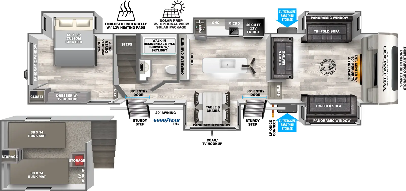 Heritage Glen Fifth Wheels 378FL Floorplan